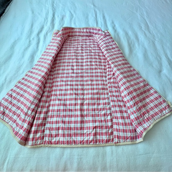 Peter Millar Women's Keenland Flora Reversible Puffer Vest Beige and Red Plaid M - Picture 9 of 12